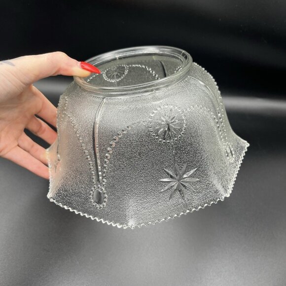 VTG Stippled Pressed Glass Light Shade Starburst Atomic Mid Century 3.25” Fit - Picture 6 of 8